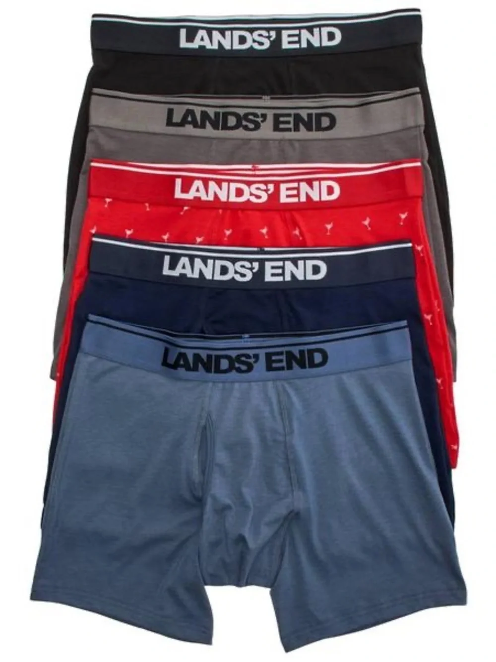 LANDS’ END Men’s 5 Pack Knit Boxer Briefs NWT